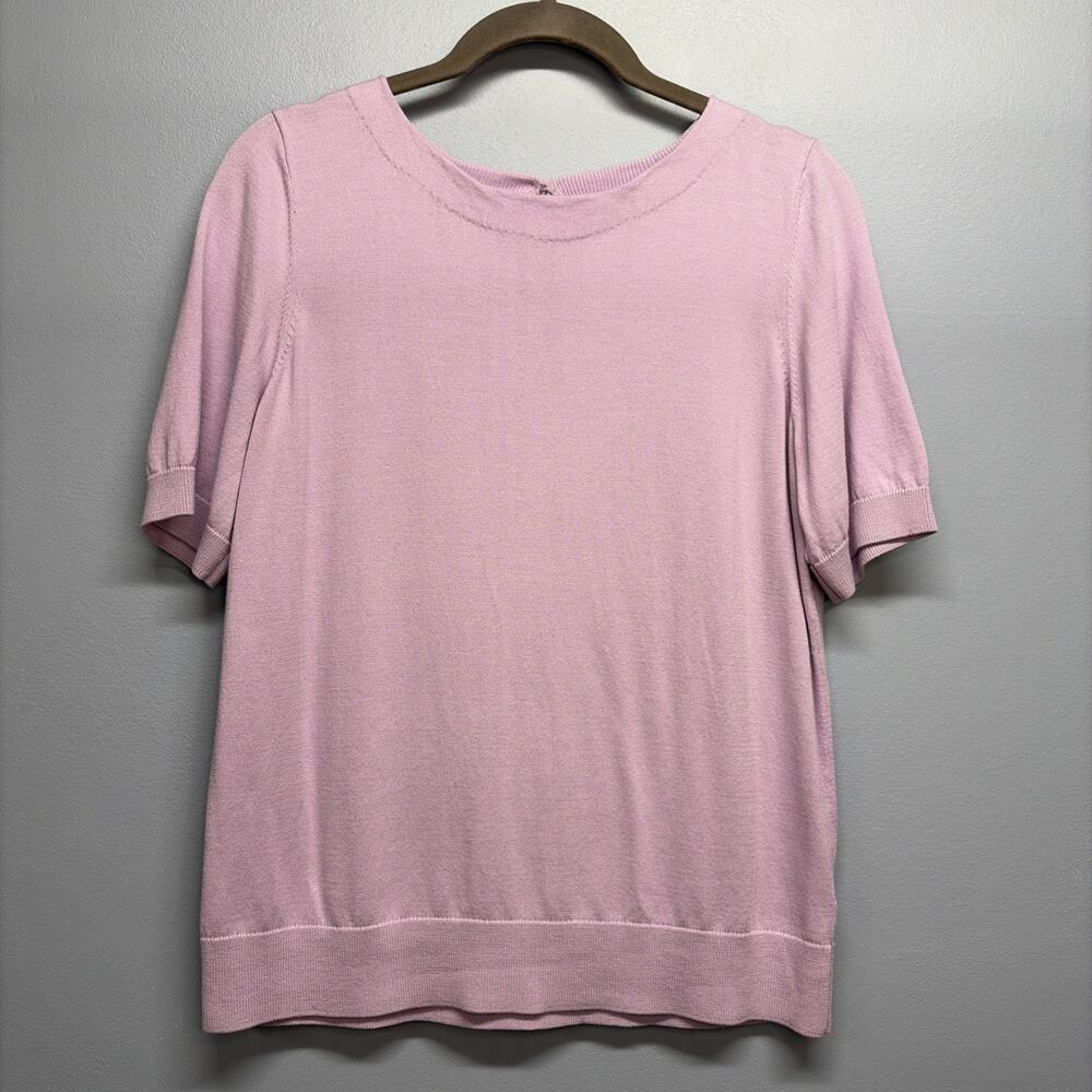 Talbots Lp Lavender Sweater Pullover - Keyhole Back -Short Sleeve Coastal Cozy